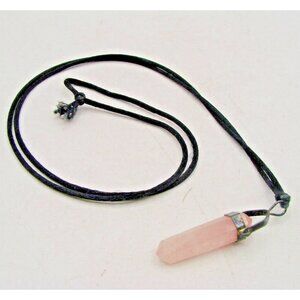 Rose Quartz Crystal Stone Necklace Point Pendant Fabric Rope Heart Chakra Energy
